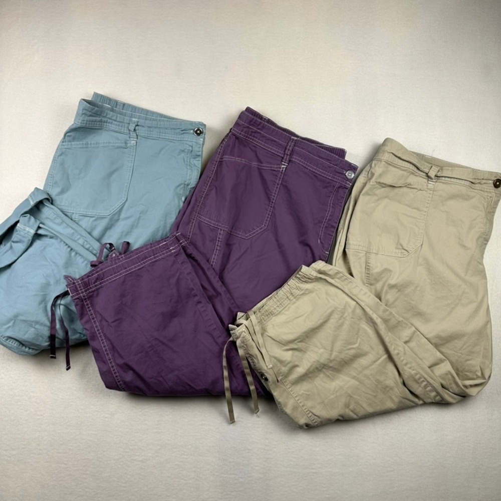 Cato Cargo Capris Women 22W Purple Tan Lot 3 Casual Outdoor Gorpcore Utility